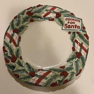 FITZ & FLOYD PLAID CHRISTMAS COOKIES FOR SANTA PLATE.